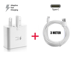 Picture of Genuine Samsung Fast Charger Charging Plug & 3m USB-C Data Lead For Galaxy Phone
