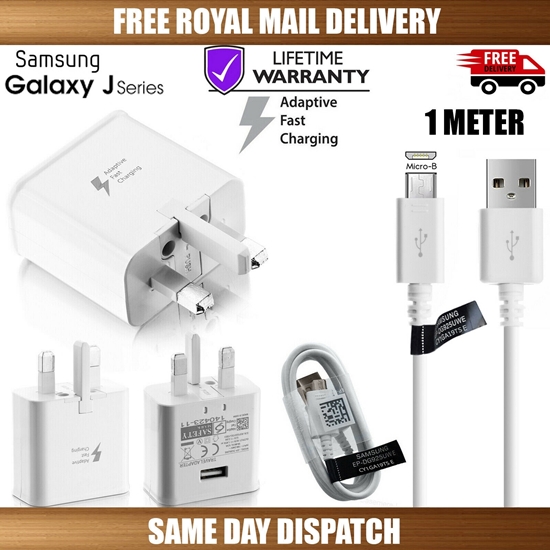 Picture of Genuine Samsung Fast Charger Plug &1M USB Cable For Galaxy "J" Series Phones Lot