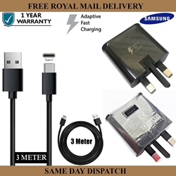 Picture of Genuine Samsung Fast Mains Charger Plug Charging Adapter & 3M Data Sync Cable UK