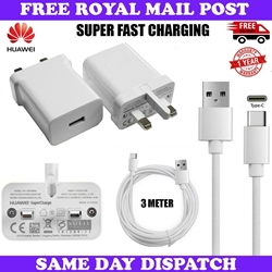 Picture of Genuine Fast 2A Charger Plug & 3M Long USB-C Cable For Huawei Honor Phones Lot